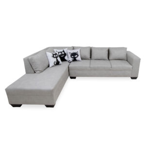 Max Loose Back Fixed Seat Lounge Suite (6 Seater) Light Grey African Baffalou Suede
