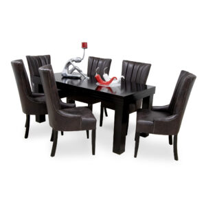 Robert Dinning Room Set (6-Seater) Brown African Baffalou Suede